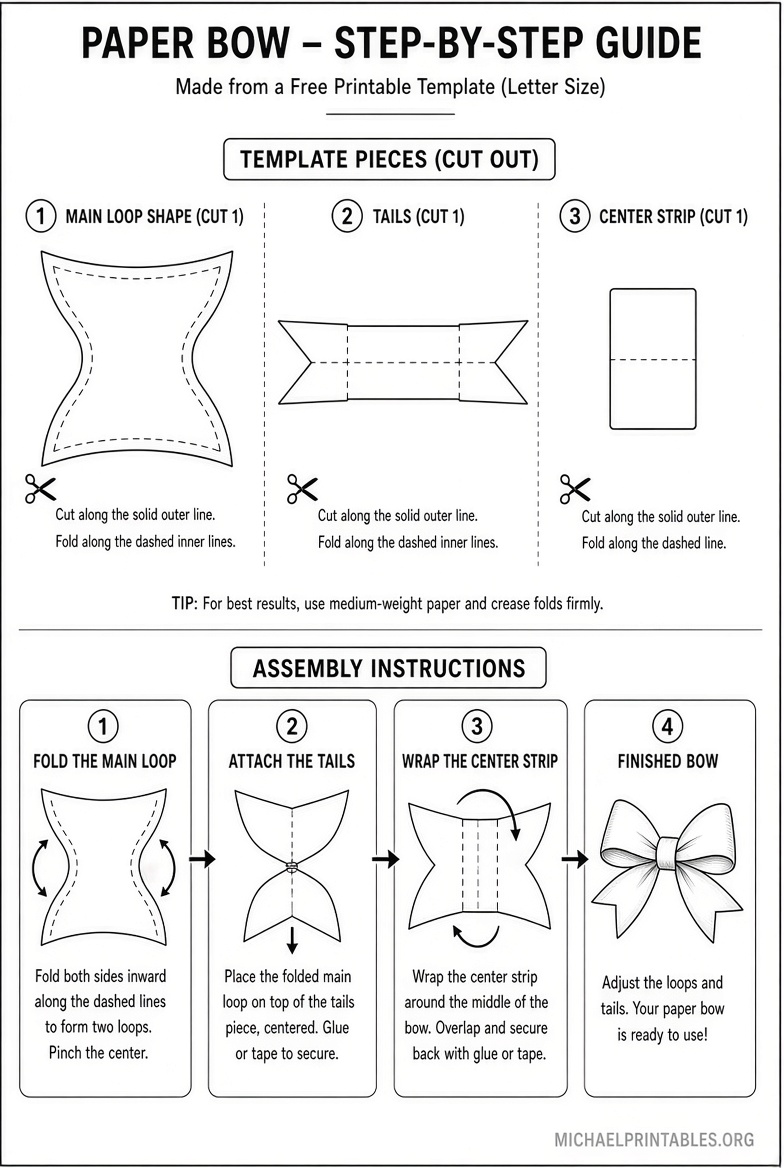 Free Printable Paper Bow Template – Easy DIY