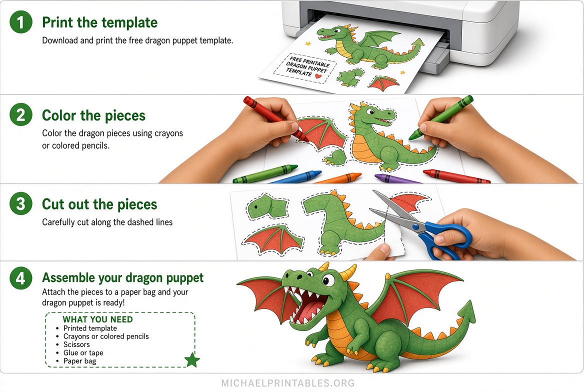 Free Printable Paper Dragon Puppet Template