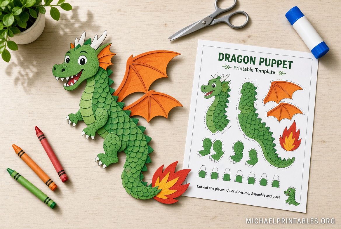 Free Printable Paper Dragon Puppet Template