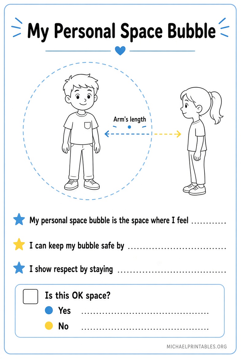 Free Printable Personal Space Worksheets for Kids