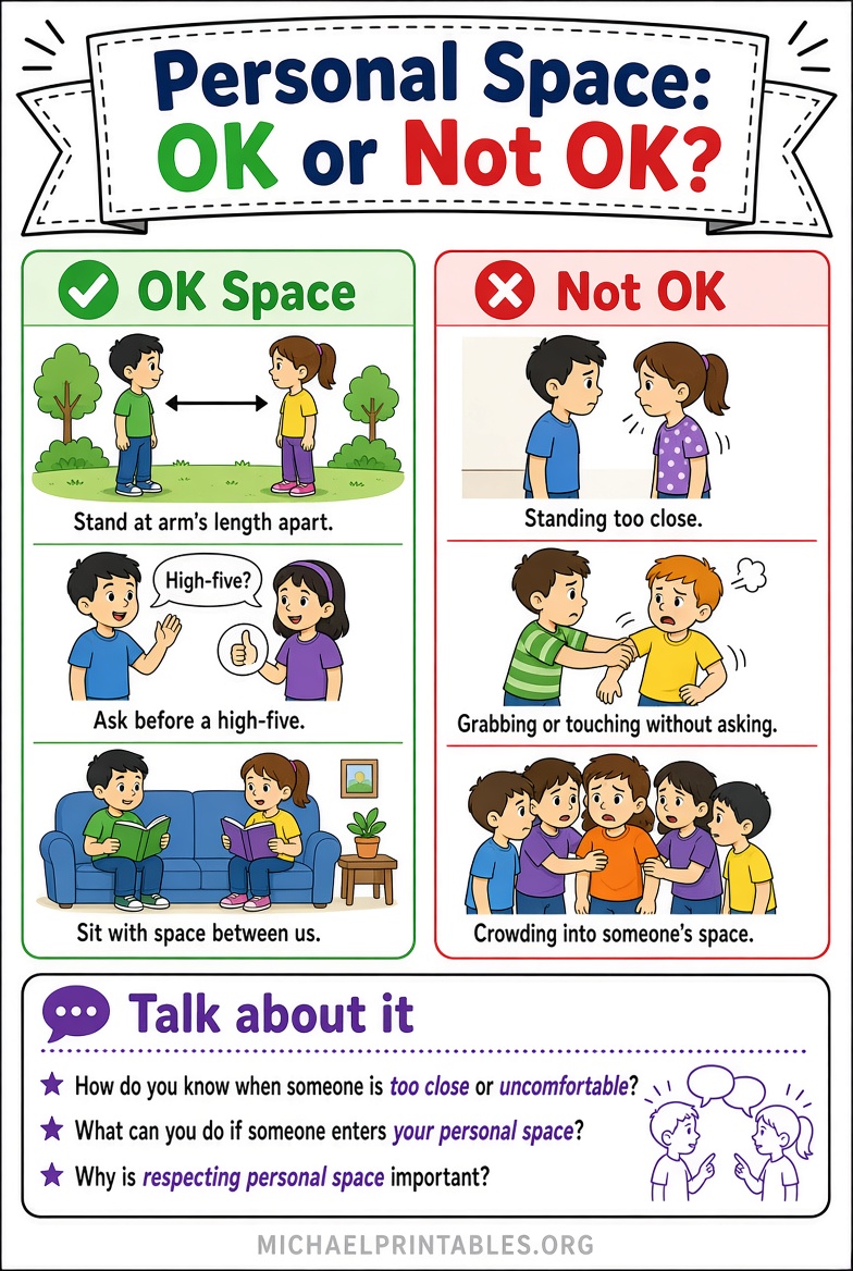 Free Printable Personal Space Worksheets for Kids
