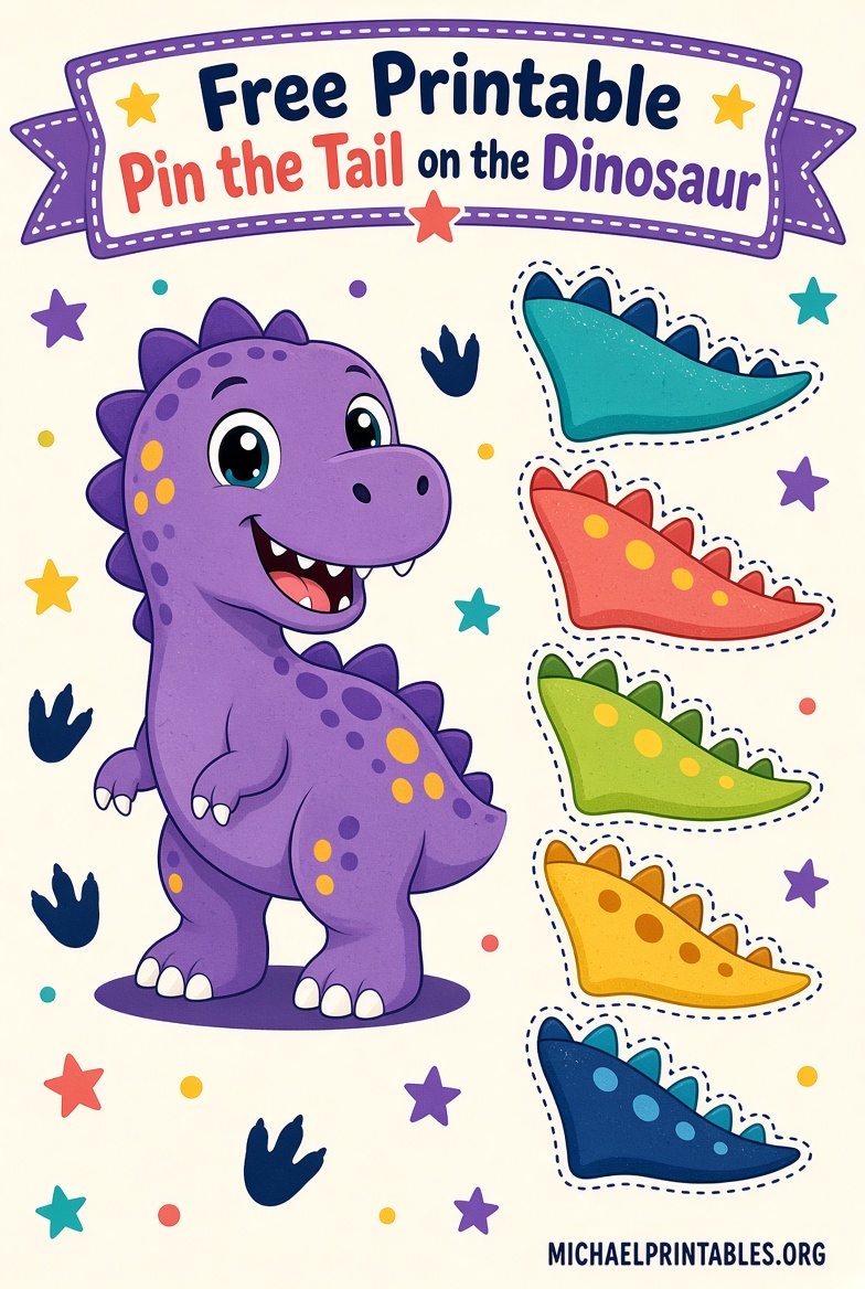 Free Printable Pin the Tail on the Dinosaur Game