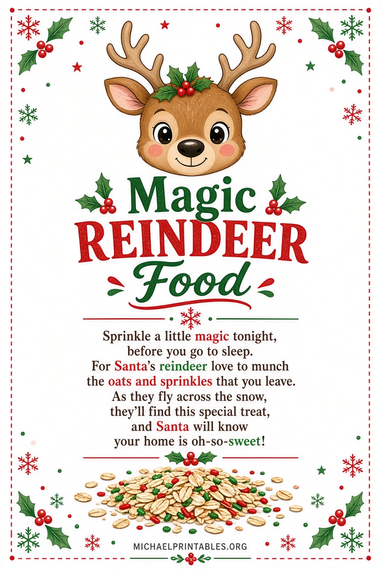 Free Printable Reindeer Food Labels -