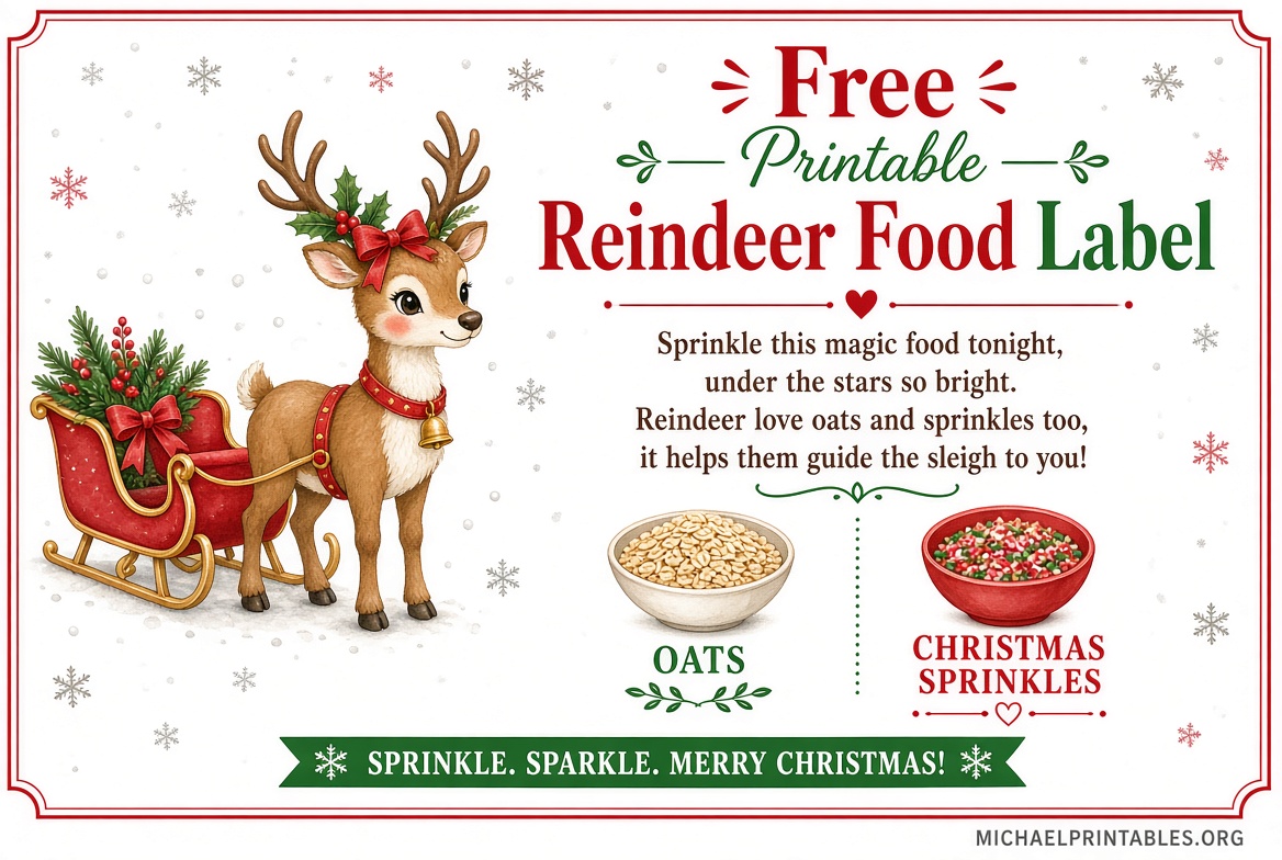 Free Printable Reindeer Food Labels -