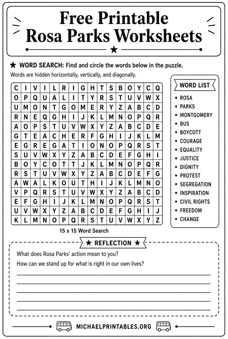 Free Printable Rosa Parks Worksheets for Students