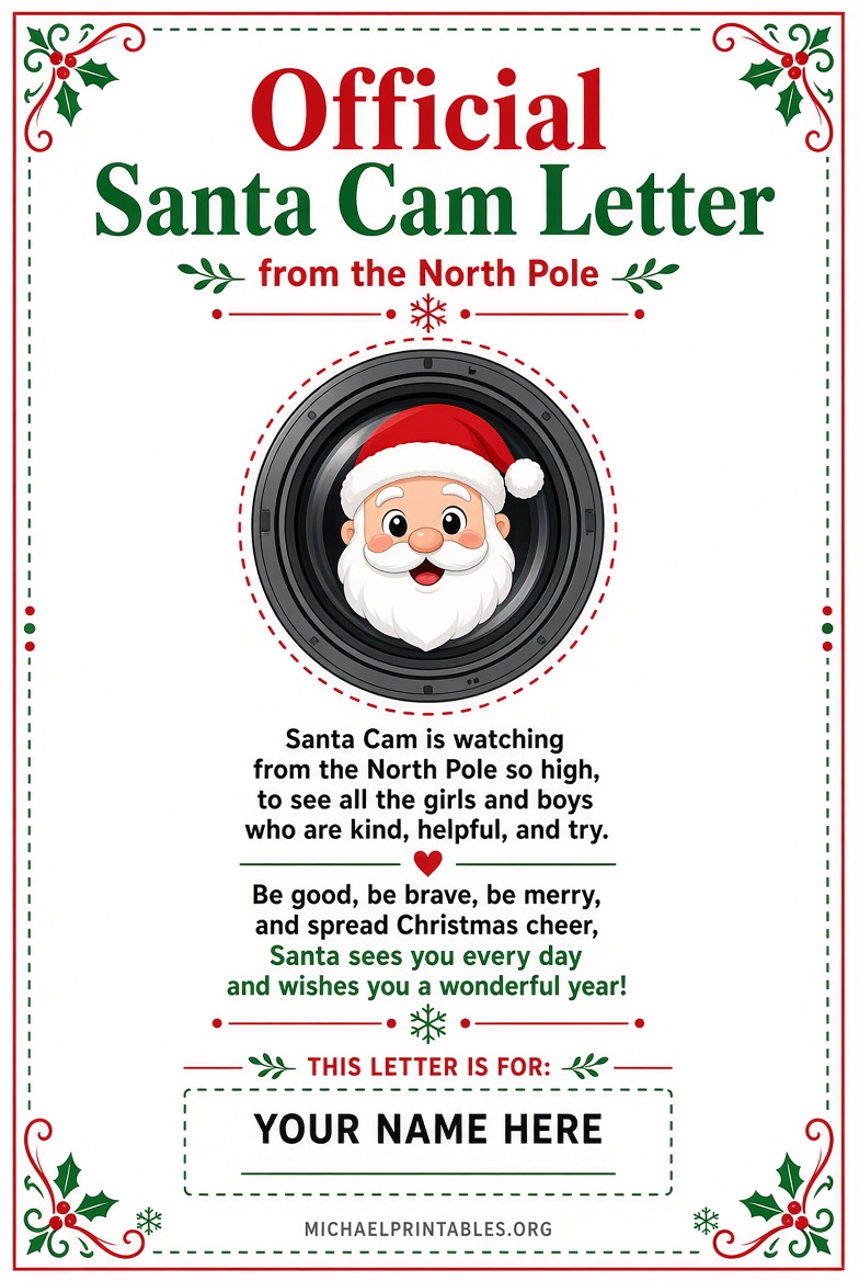 Free Printable Santa Cam Letter for Kids
