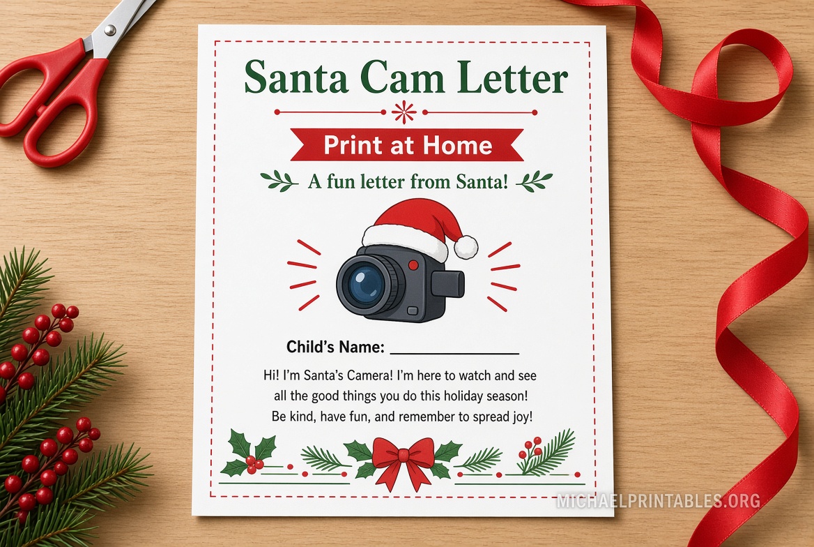 Free Printable Santa Cam Letter for Kids