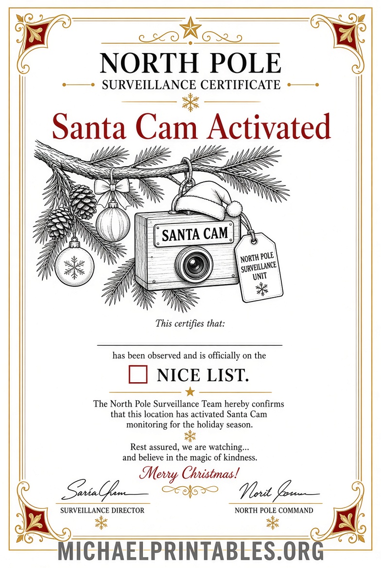 Free Printable Santa Cam Letter for Kids