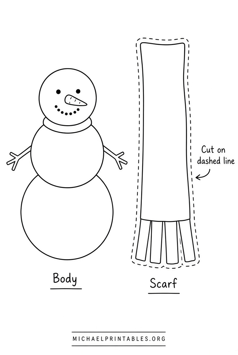Free Printable Snowman Scarf Template PDF