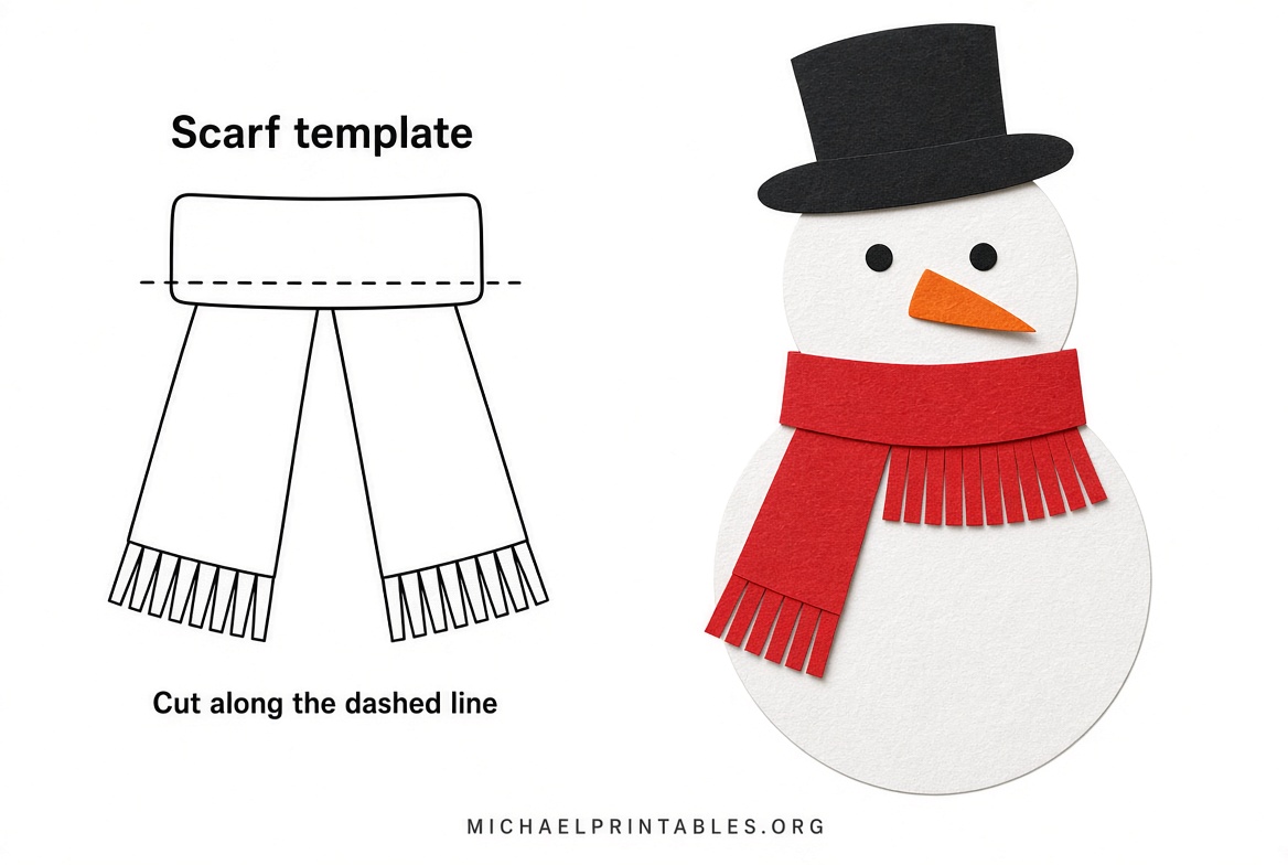 Free Printable Snowman Scarf Template PDF