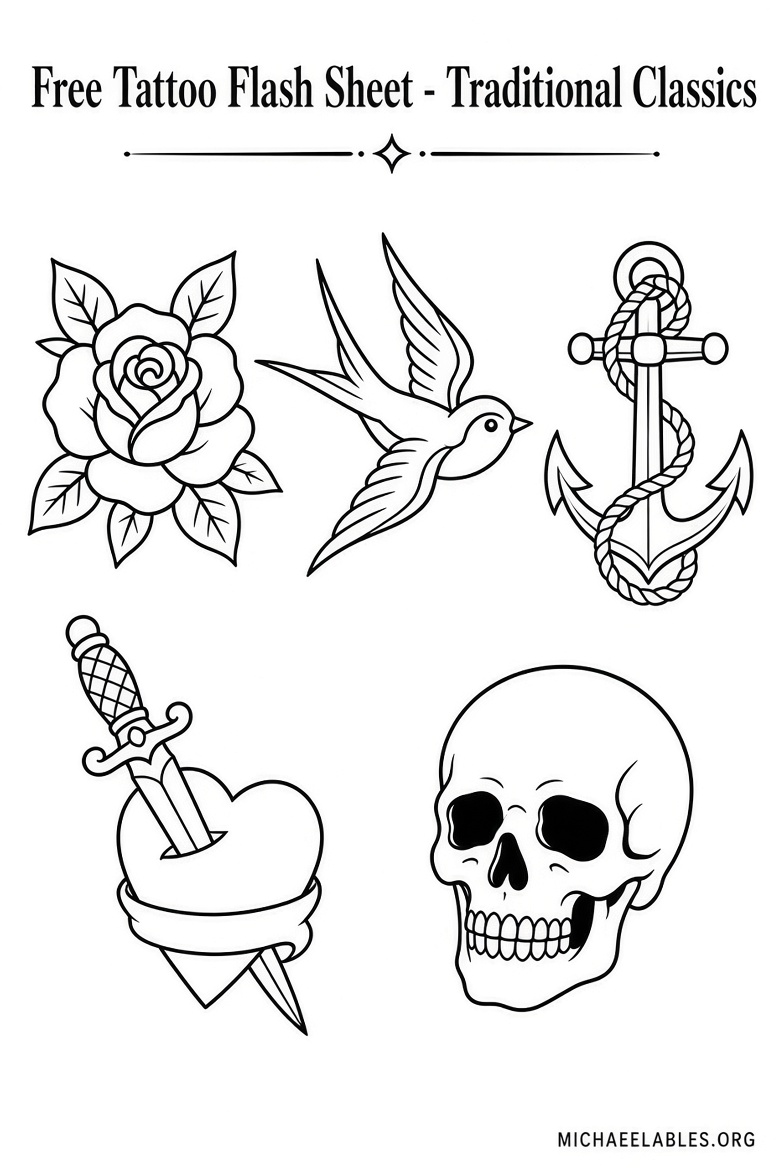 Free Printable Tattoo Flash Sheets | Download Guide