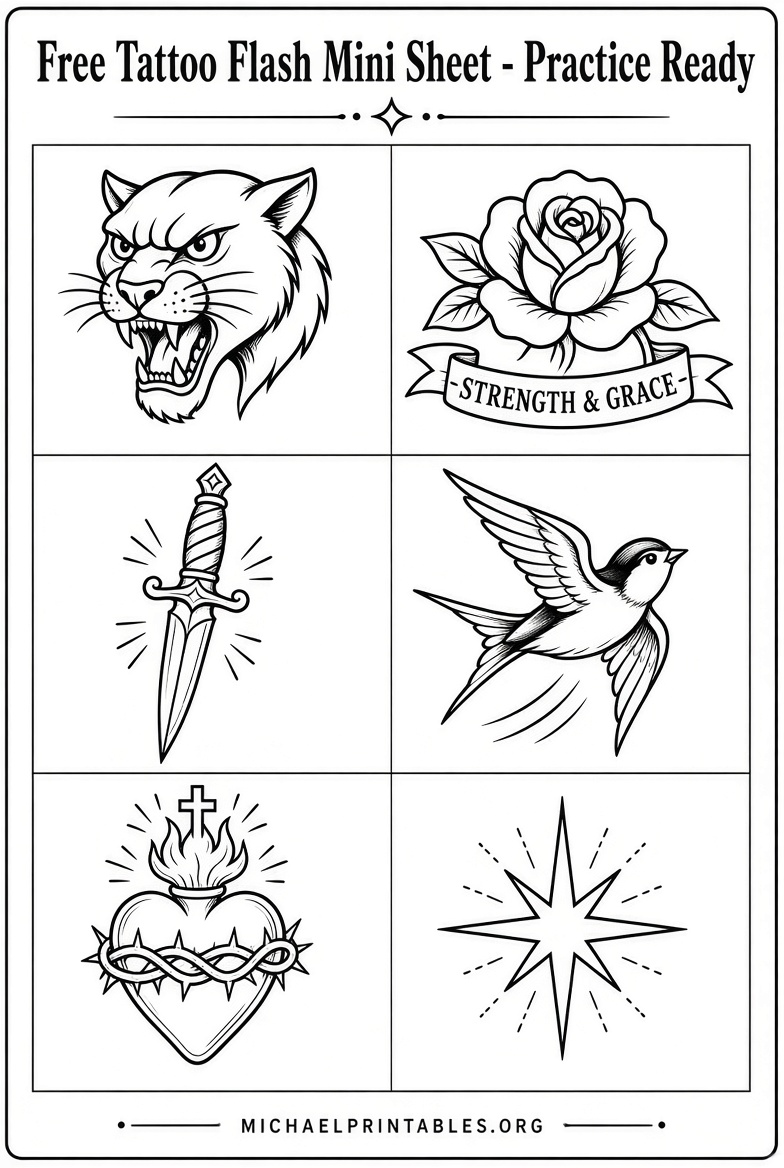 Free Printable Tattoo Flash Sheets | Download Guide