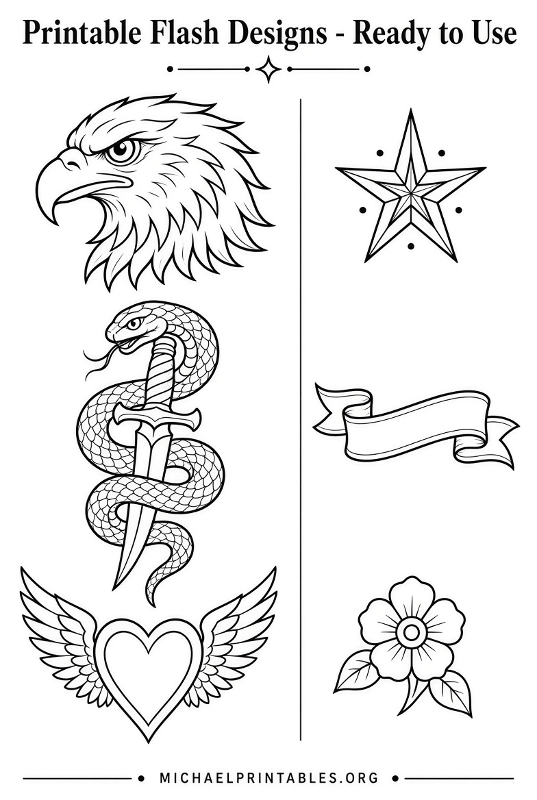 Free Printable Tattoo Flash Sheets | Download Guide