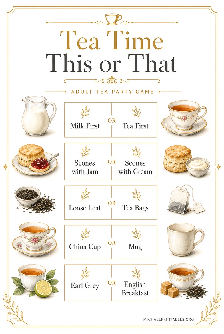 Free Printable Tea Party Games for Adults