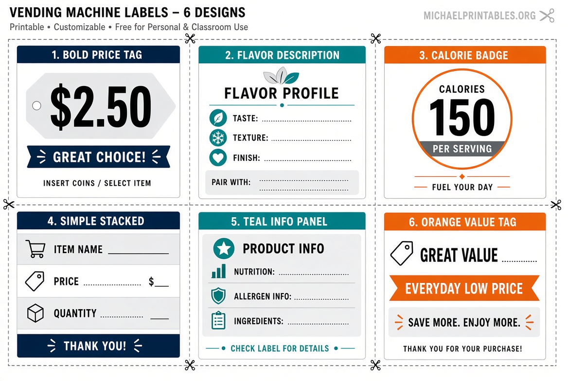 Free Printable Vending Machine Label Template