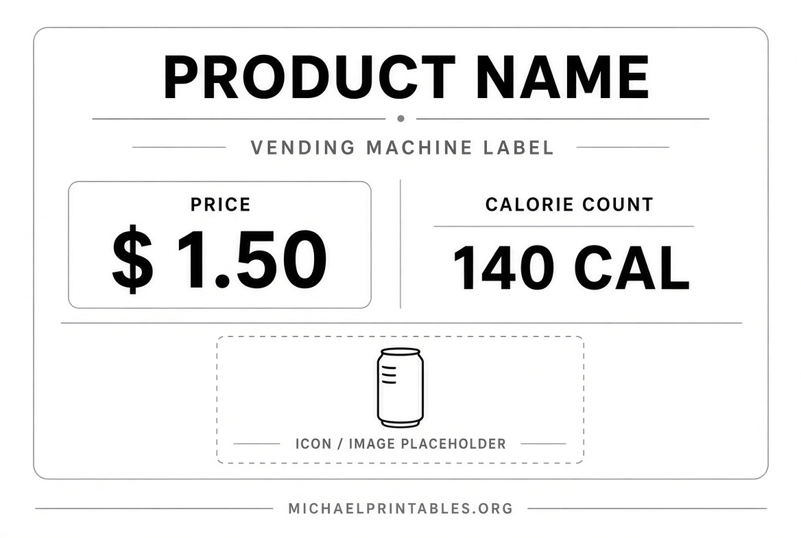 Free Printable Vending Machine Label Template