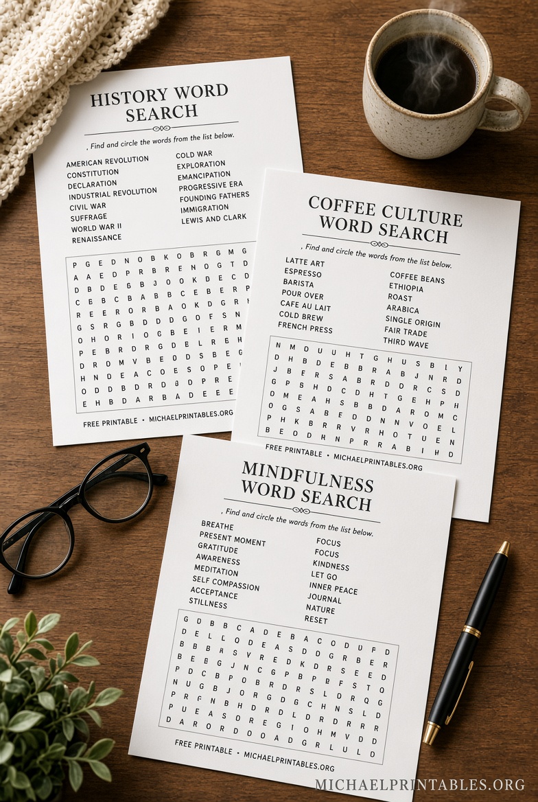 Free Printable Word Search Puzzles for Adults