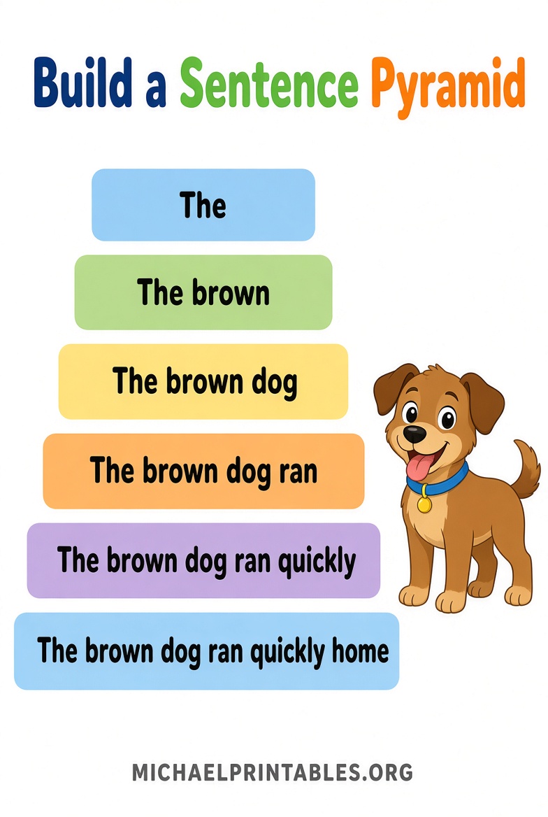 Free Sentence Pyramids Printable PDFs for Kids