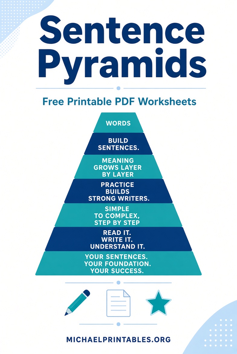 Free Sentence Pyramids Printable PDFs for Kids