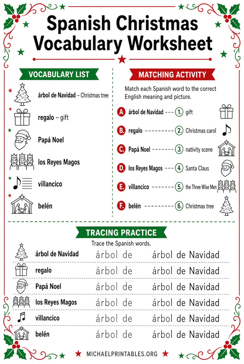 Free Spanish Christmas Worksheets Printables