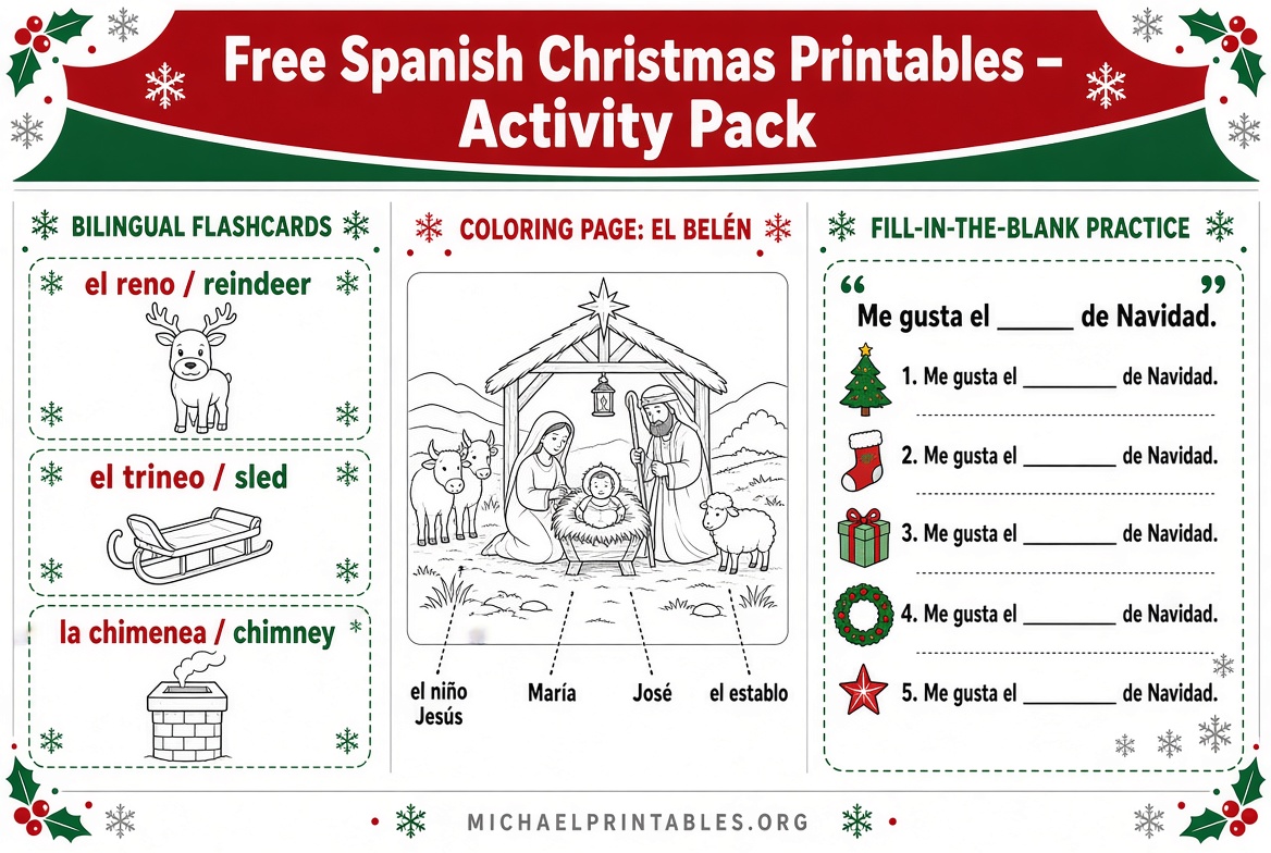 Free Spanish Christmas Worksheets Printables
