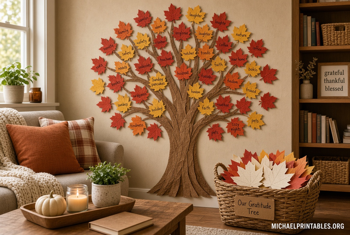 Free Thankful Leaves Printable PDF Guide