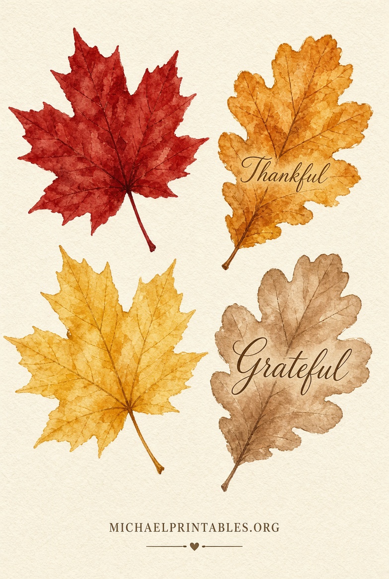 Free Thankful Leaves Printable PDF Guide