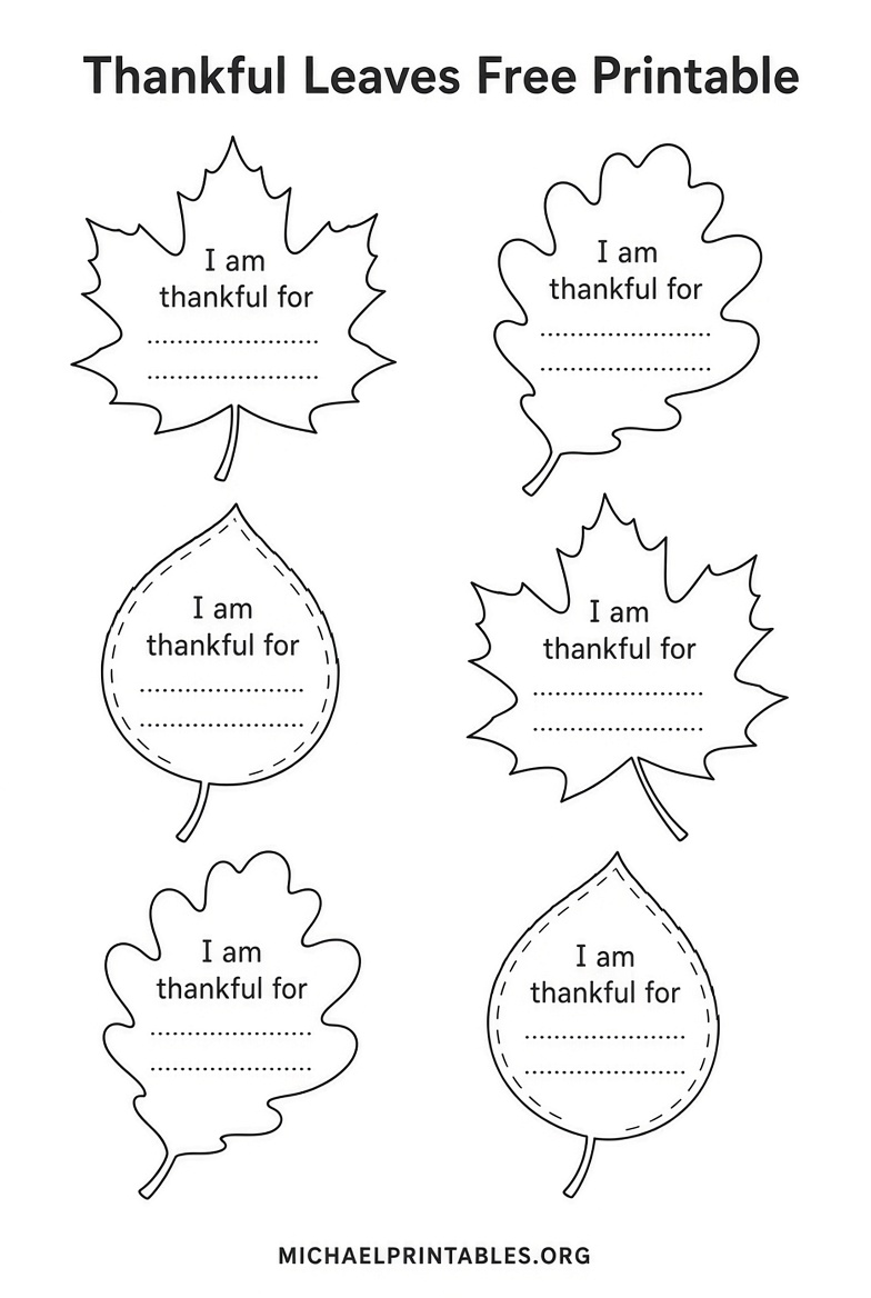 Free Thankful Leaves Printable PDF Guide