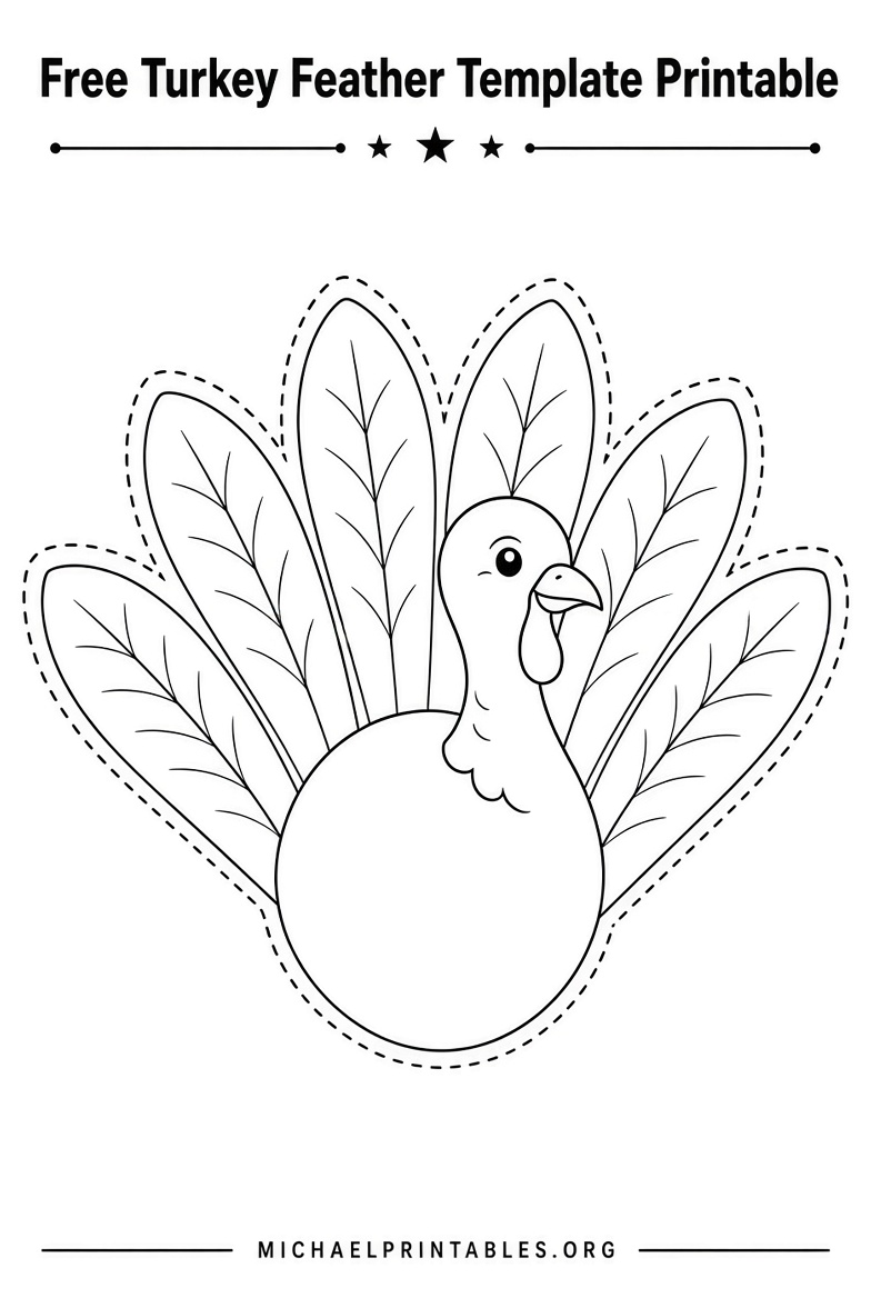 Free Turkey Feather Template Printable PDF