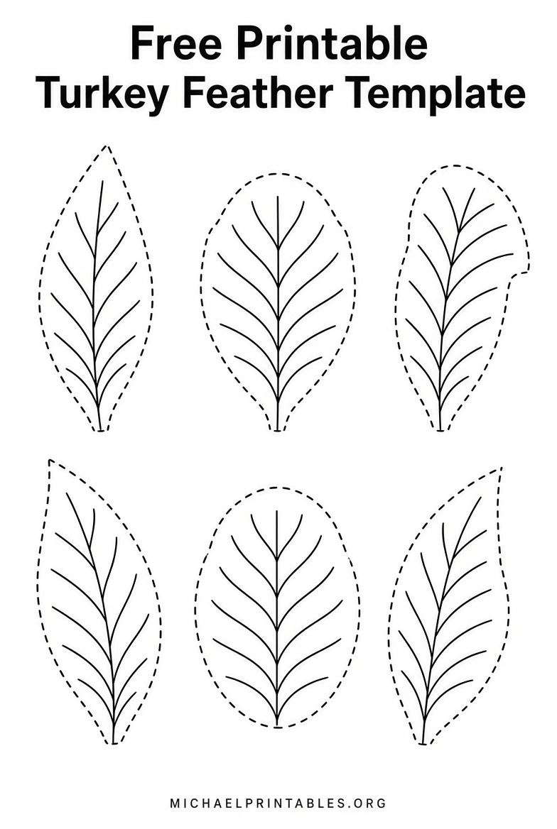 Free Turkey Feather Template Printable PDF
