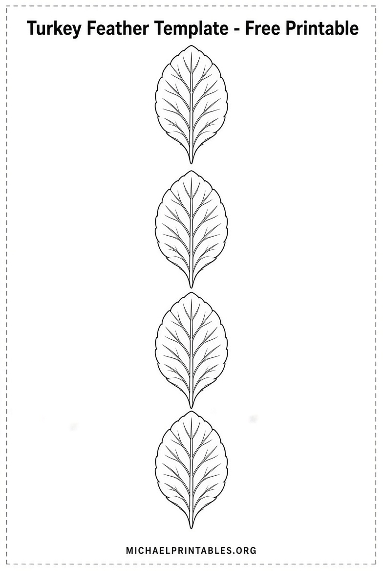 Free Turkey Feather Template Printable PDF