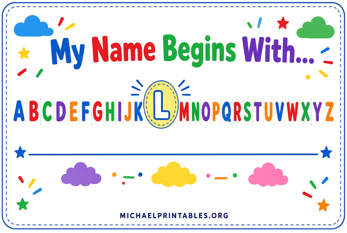 My Name Begins With Letter Free Printables